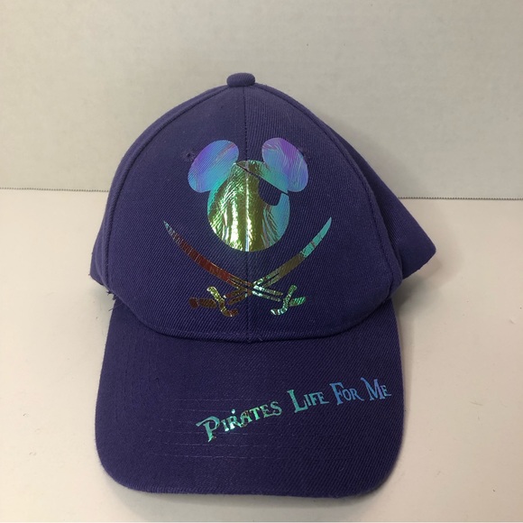 Mickey Mouse Pirates Life for Me Purple Silver Adjustable Baseball Trucker Hat - Picture 1 of 5